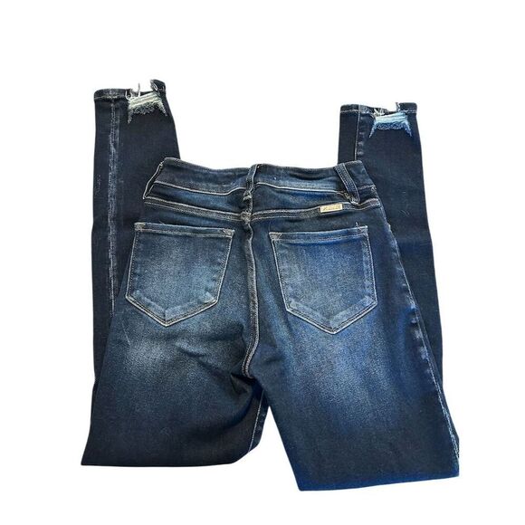 KanCan Women's High Rise Skinny Jeans Juniors Size 5 Blue Frayed Hem Stretchy - Picture 8 of 9